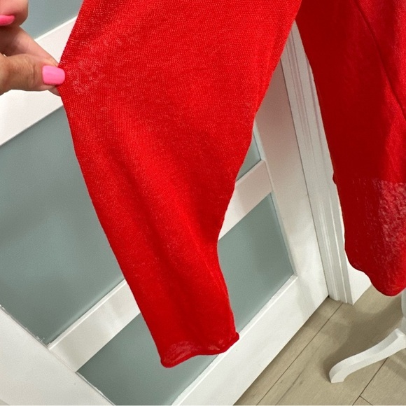 Eileen Fisher Linen Blend Top Red SZ Small Scoop Neck Lightweight Beachy Flowy - Picture 3 of 8